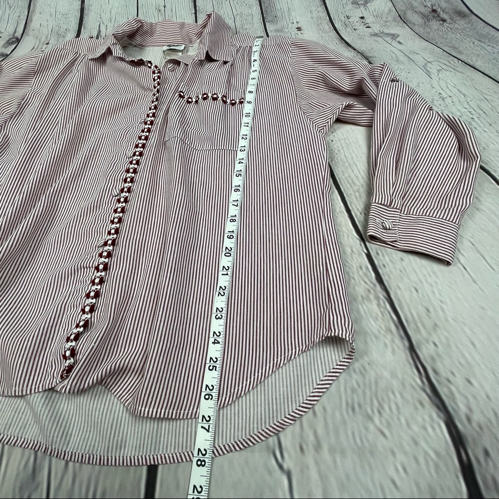 Tap & Co women's striped cotton button up long sleeve shirt, size L - Picture 6 of 10